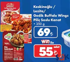 KESKİNOĞLU/LEZİTA/GEDİK BUFFALO WİNGS PİLİÇ SOSLU KANAT 350 G